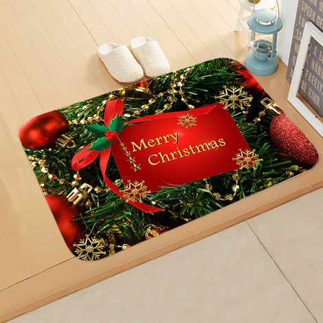 Tapis de sol de Noël, tapis d'intérieur anti-dérapant, tapis de porte de Noël, motif de Noël, décoration d'intérieur, tapis de porte de Noël, tapis de salle de bain, tapis de chambre à coucher 1 pièce (1/2)