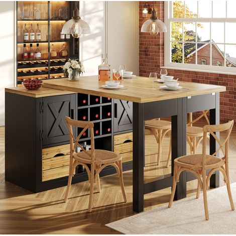 Tavolo allungabile con credenza in MDF nero OKMYHOME (1/5)