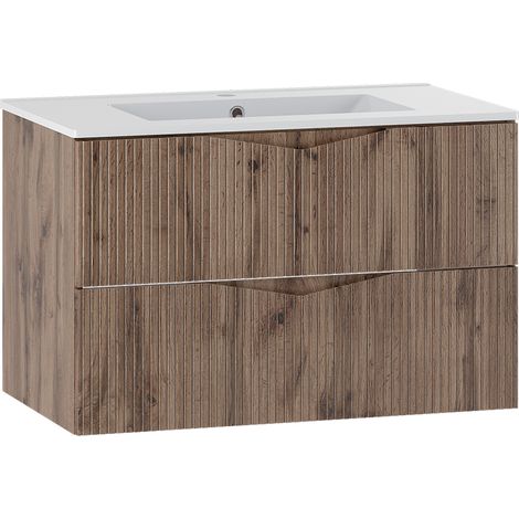 Meuble simple vasque encastrée 80cm Tao Bois