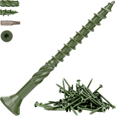 100 Pcs 4.2 x 50mm Vis de Terrasse Vertes Vis à Bois (1/5)