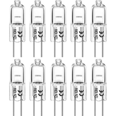 Ampoules halogènes G4 20W 12V T3 JC Type 2 broches de remplacement de la base pour le paysage sous le meuble Puck Light Track Lighting Dimmable (10Pack) [Classe énergétique C] (1/5)