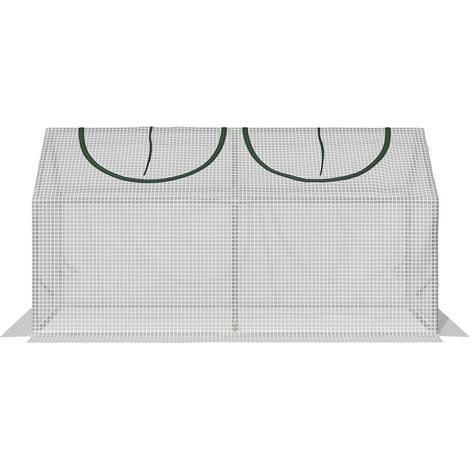 Serre de jardin mini serre, 2 fenêtres enroulables, couverture PE haute densité 140 g/m², 120x60x60 cm, blanc - mini serre de balcon, petite serre pour plantes (1/5)