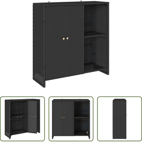 Rattan - Aufbewahrungsschrank mit Regal Schwarz 100 x 36 x 102 cm Rattan (1/5)