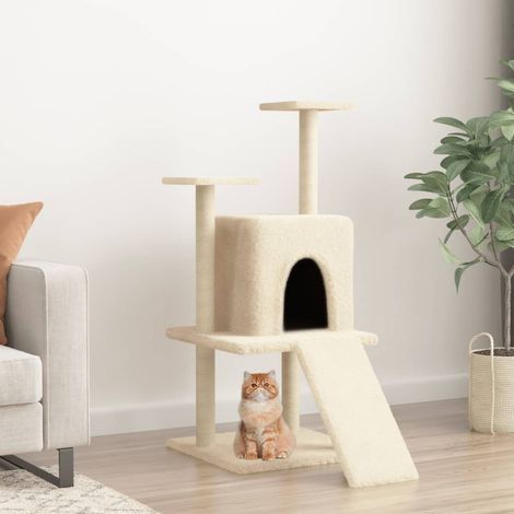 Arbre à chat avec poteaux à griffer en sisal, crème, 110 cm (1/5)