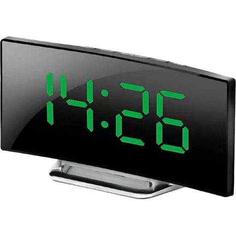 Horloge Numérique Avec Miroir - Affichage LED - Capteur De Luminosité Automatique - 2 Ports USB - Pour Bureau Chambre Salon - 1 Pièce (1/5)