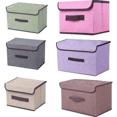 6 Boîte de Rangement avec Couvercle,Sac de Rangement,Pliable Rangement Tissu pliable avec Couvercle, Panier de Rangement,Coffre à Jouets pour Jouets,Vêtements (MIX, 36 cm+26 cm)