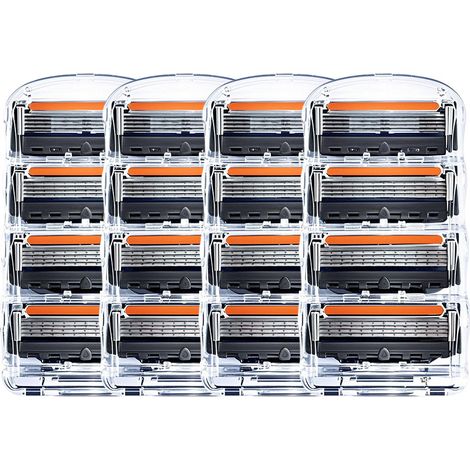 rasoir electriques hommes-Rasoir manuel à 5 lames compatible avec les systèmes orange/noire – 4 cartouches (16 lames) – Pour une épilation précise et douce