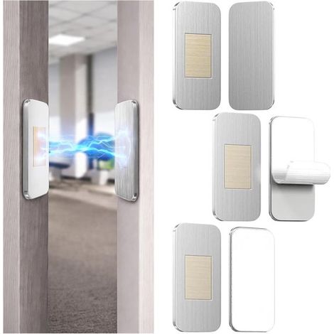 Confezione da 4 chiusure magnetiche per ante di armadietti, senza foratura né colla, bulloni per ante in acciaio inossidabile, magnete potente, blocco di sicurezza per bambini per armadietti da cucina (1/4)