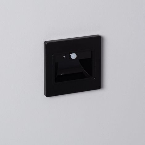 Baliza de Pared LED 1.5W Empotrable con Sensor PIR Bark Negro 3000K Blanco Cálido (1/5)