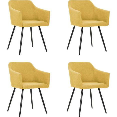 vidaXL Chaises à manger lot de 4 jaune tissu (1/5)