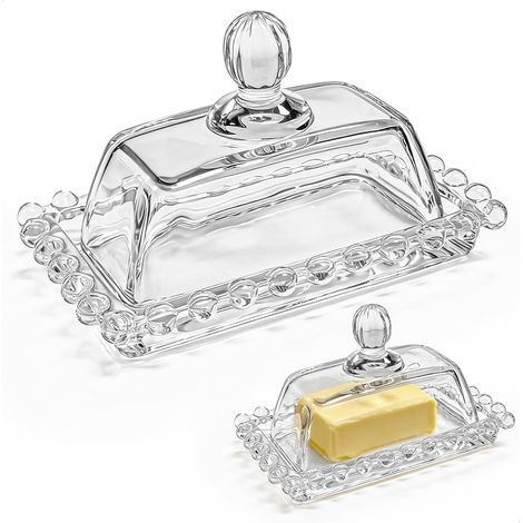 10,8 6,7 6,5 CM Beurrier Verre Avec Couvercle, Beurrier en Verre, Beurriers Carré Avec Couvercle, Petit Beurrier, Adapté À Une Utilisation Au Réfrigérateur Et Sur la Table (1/5)