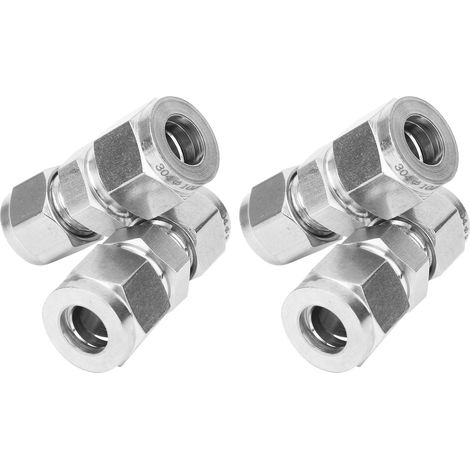 Raccord à compression en acier inoxydable 4 pièces, adaptateur convertisseur à double bague (Ø8/Ø10) (1/5)