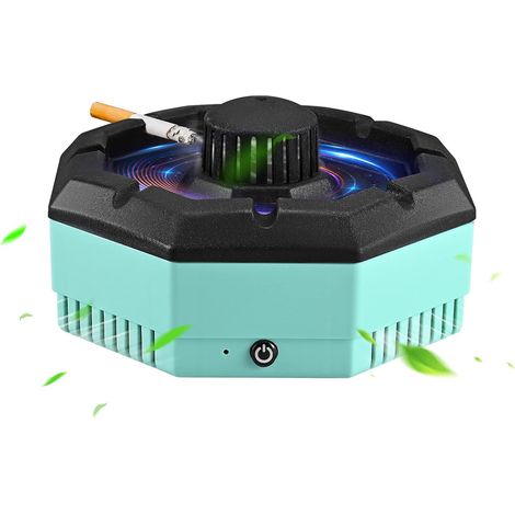 Cendrier 2-en-1 avec ventouse, épurateur d’air USB 3 vitesses, sans fumée pour bureau et extérieur (1/5)