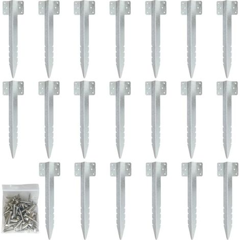 Lot de 10 Supports de Traverses - Acier Galvanisé 1,5 mm - 415 x 118 mm - Pour Bordures de Jardin, Lits Surélevés et Allées (1/5)