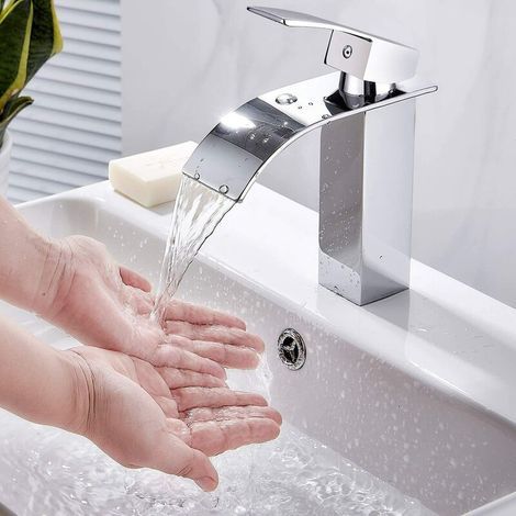 Rubinetto per lavabo da bagno, con cassetto in ceramica per acqua calda e fredda, senza piombo e nichel. (1/3)