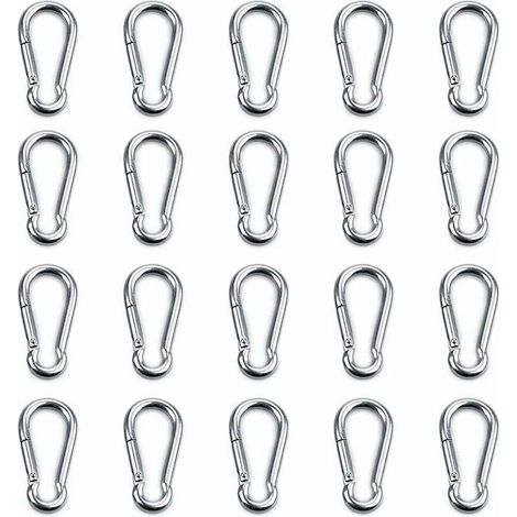 Lot de 20 mousquetons de fixation robustes pour hamac/balançoire pour chien, en acier inoxydable 304, épaisseur 6 mm. (1/3)