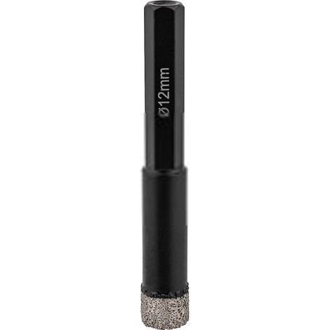 Couronne de perçage à sec Soldia Ø 12 mm, porte-outil 6 pans, refroidissement intégré
