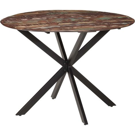 Maison Exclusive - Esstisch Ø110x78 cm Altholz Massiv und Stahl
