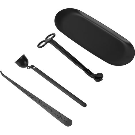 Coupe-mèche en acier inoxydable noir, accessoires de bougie avec crochet, éteignoir, plateau de rangement et pochette, cadeau pour amateurs de bougies (1/5)