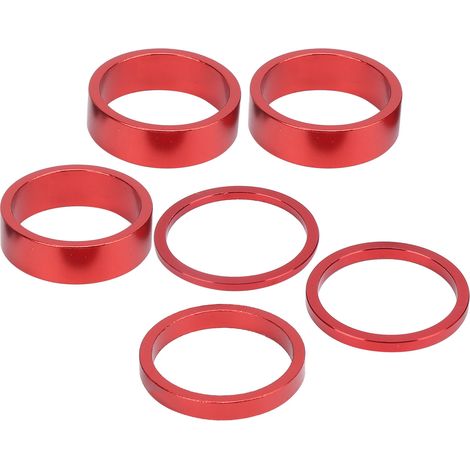 Satz mit 6 Lenkkopf-Distanzstücken aus Aluminiumlegierung für Mountainbikes (rot). (1/5)