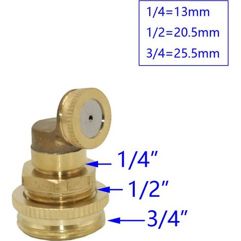 Buse de pulvérisation en laiton (1I4 1I2 3I4 x 1 trou) pour arrosage de jardin, 1/2/3/4 trou, pour pulvérisation de pesticides. (1/5)