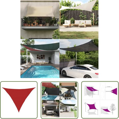 Voile d'ombrage Voile de parasol - 160 g/m² Rouge 3,5x3,5x4,9 m PEHD BV934595 (1/5)