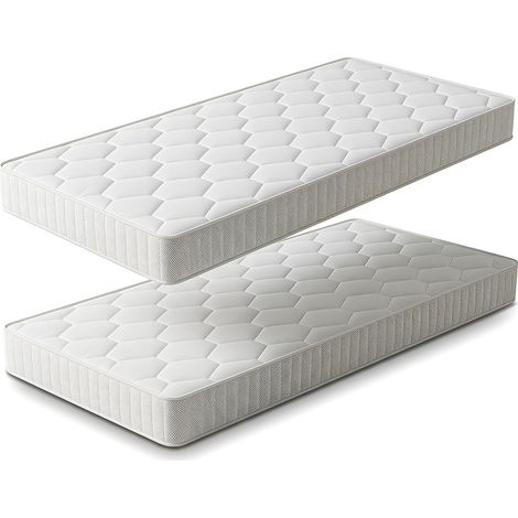 Lot de 2 Matelas 90x190 cm Épaisseur 10 cm - Mousse Haute Densité, Fermeté Modérée, Respirant, Sous Vide - Pour Lit Simple (1/5)