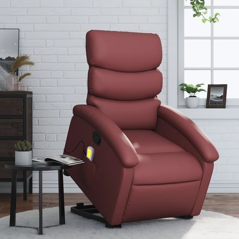 Fauteuil inclinable de massage-Chaise de relaxation-Fauteuil Relax Rouge bordeaux Similicuir 828744 (1/5)