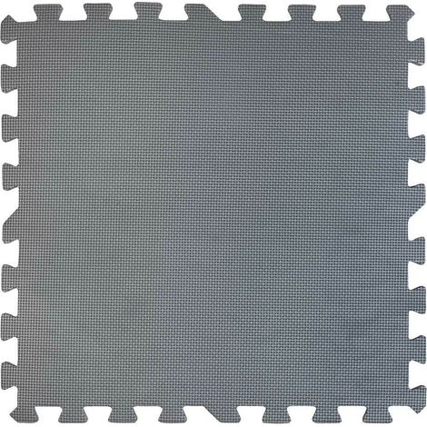 TAPPETO TAPPETINO PUZZLE IN GOMMA PALESTRA FITNESS GIOCO NERO GRIGIO 100x100 CM 699