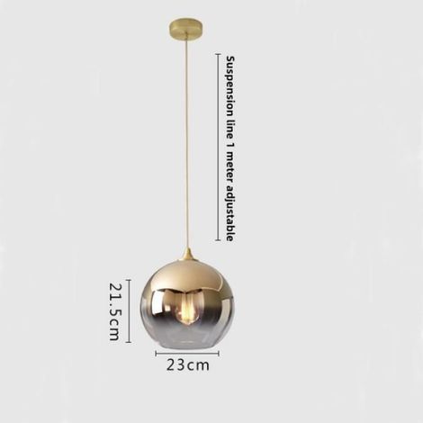 Pendelleuchte – Glas – Kugelform – Messing poliert – 20 cm – Moderner skandinavischer Stil (1/5)
