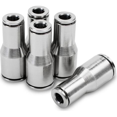 2 Pcs Tubes de 8mm à 10mm OD Laiton nickelé Raccord droit réducteur Push to Connect Pneumatique Push Lock (1/4)