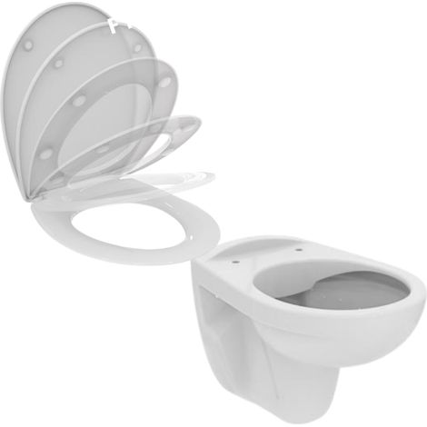 Combi-Pack Ideal Standard Eurovit Wand-Tiefspül-WC, spülrandlos & WC-Sitz Softclose, weiß - K881201 (1/5)