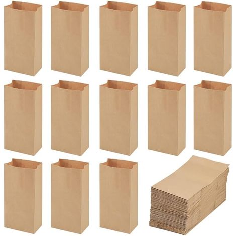 Lntyq – Lot de 100 sachets en papier kraft 9x5,5x18 cm – Sac cadeau marron pour bonbons et petits objets – Écologique et durable