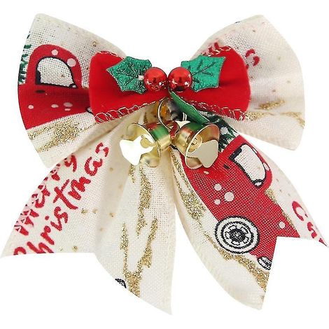 Lot de 8 nœuds de Noël, nœuds pour sapin de Noël, décorations de Noël, pour emballage cadeau style 1 (1/5)