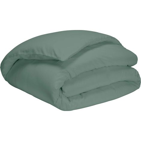 Housse de couette vert de gris 100% coton 140x200 cm (1/2)