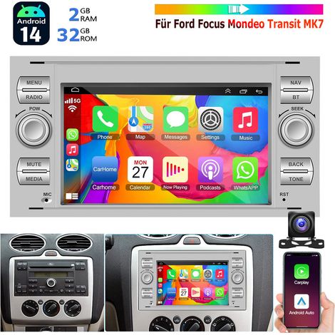 Autoradio GPS Android 14 32/64 Go pour Ford Transit Mk7, Kuga, Focus, Fiesta - 2+32G CAM