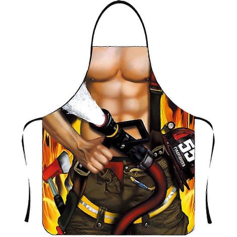 Lustige Schürze mit muskulösem Mann-Motiv, ärmellos, wasserdicht, aus Polyester, ideal für Küche und Haushalt.-2 (1/5)
