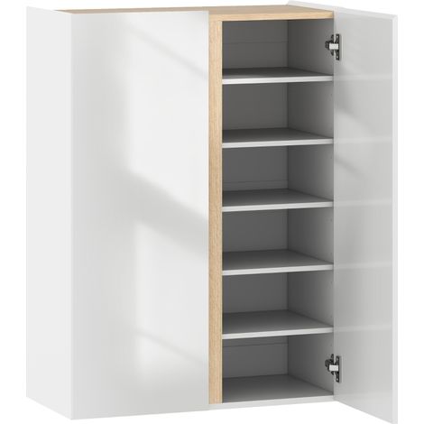 Meuble à chaussures 6 niveaux avec fermeture amortie, capacité 18 paires, sans poignées, en bois blanc, idéal pour entrée ou couloir (1/5)