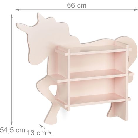 Armario infantil almacenamiento práctico forma de unicornio 3 estantes 80 x 30 x 100 cm de madera blanca 130013849 (1/3)