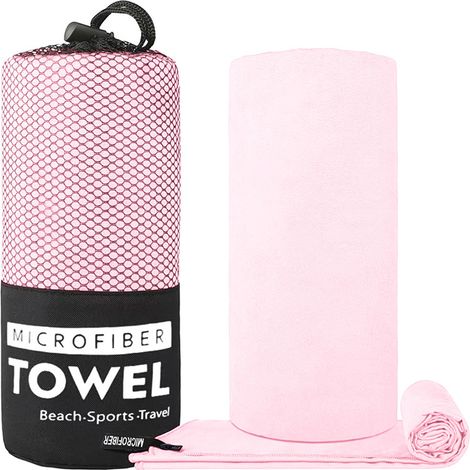 Serviette en Microfibre Double Face à Séchage Rapide 76x152 cm – Serviette de Sport Portable pour Yoga, Fitness et Natation, Rose Pâle-x