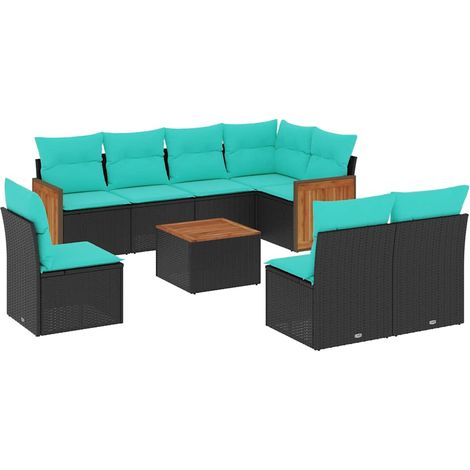 Maison Exclusive - Set Divani da Giardino 9 pz con Cuscini Nero in Polyrattan (1/5)