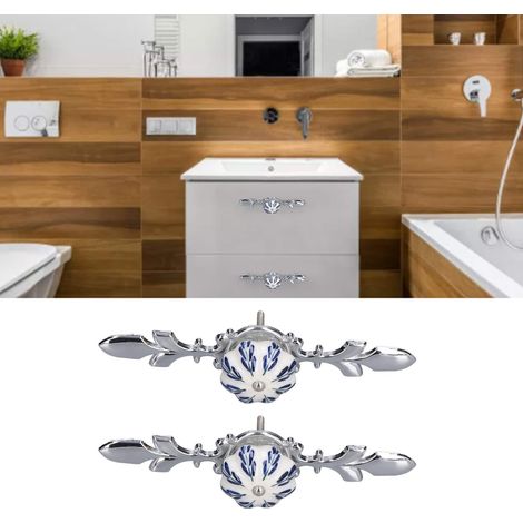 Tiradores de cerámica azul y blanca para puertas de armario – juego de 2 – Diseño sencillo y moderno con acabado pintado a mano – Aleación de zinc y cerámica de alta calidad (1/5)