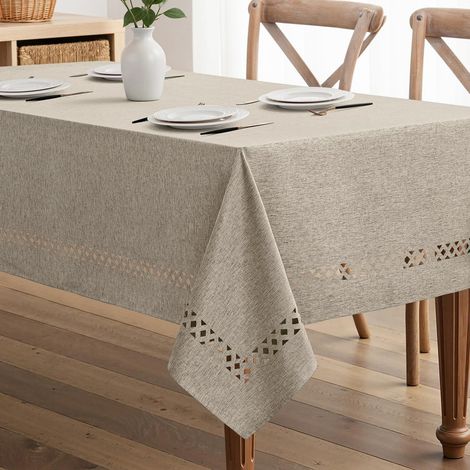 Nappe aspect lin Rectangulaire 140x240cm avec ourlet creux, hydrofuge
