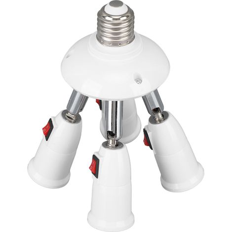 4-in-1-Lampenfassung/Verteiler für E26- und E27-Fassungen, 360° drehbar, 180° neigbar, hitzebeständig, mit Schalter, 85–265 V (1/5)