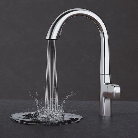 Mai & Mai Wasserhahn Küche Spültischarmatur Küchenamatur Mischbatterie mit Einhebelmischer 360° Schwenkbar Küchenwasserhahn aus Messing Silber MS-8095 (1/5)