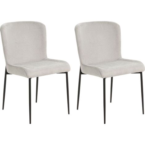 Set di 2 sedie da pranzo in tessuto poliestere con texture a maglia grigio chiaro Ada