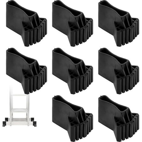Lot de 8 pieds d'échelle de rechange antidérapants - Noir - Accessoires pour échelles télescopiques, échelles à chevrons, échelles techniques (1/5)
