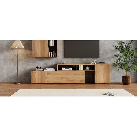 Set de meubles pour la salle à manger avec vitrine (set complet, 2 portes). Meuble de style moderne, incluant un ensemble de placards pour le téléviseur et des étagères pour les objets décoratifs. (1/5)