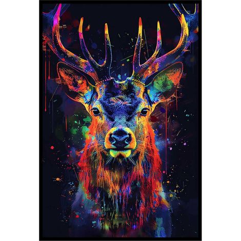 Affiche encadrée girafe multicolore artistique (1/5)