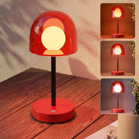 ZMH Lampe de Table LED Sans Fil, Rouge Sable, Tactile Dimmable, 3 Températures de Couleur (1/5)
